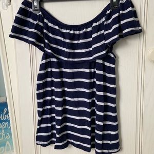 Blue striped off the shoulder